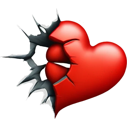 Just a Red heart with a big crack from the top to the bottom emoji