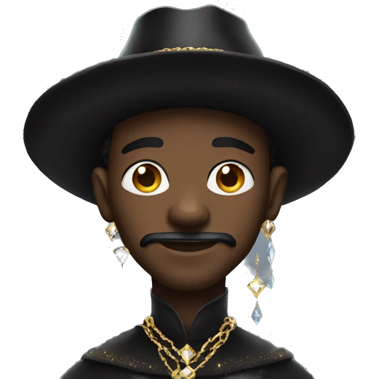rich black magician, wearing diamond chains emoji
