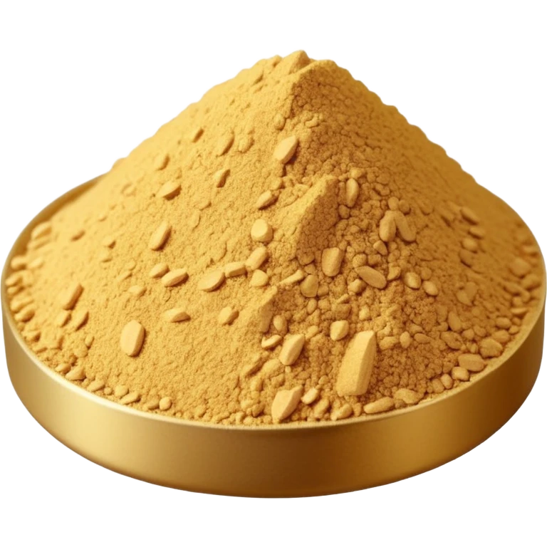 small mound or light scatter of fine golden-beige powder with slightly crystalline texture and dry matte finish, tiny uniform grains, neutral dissolvable ingredient, no spoon or packaging, soft lighting, subtle shadows, emoji scale emoji