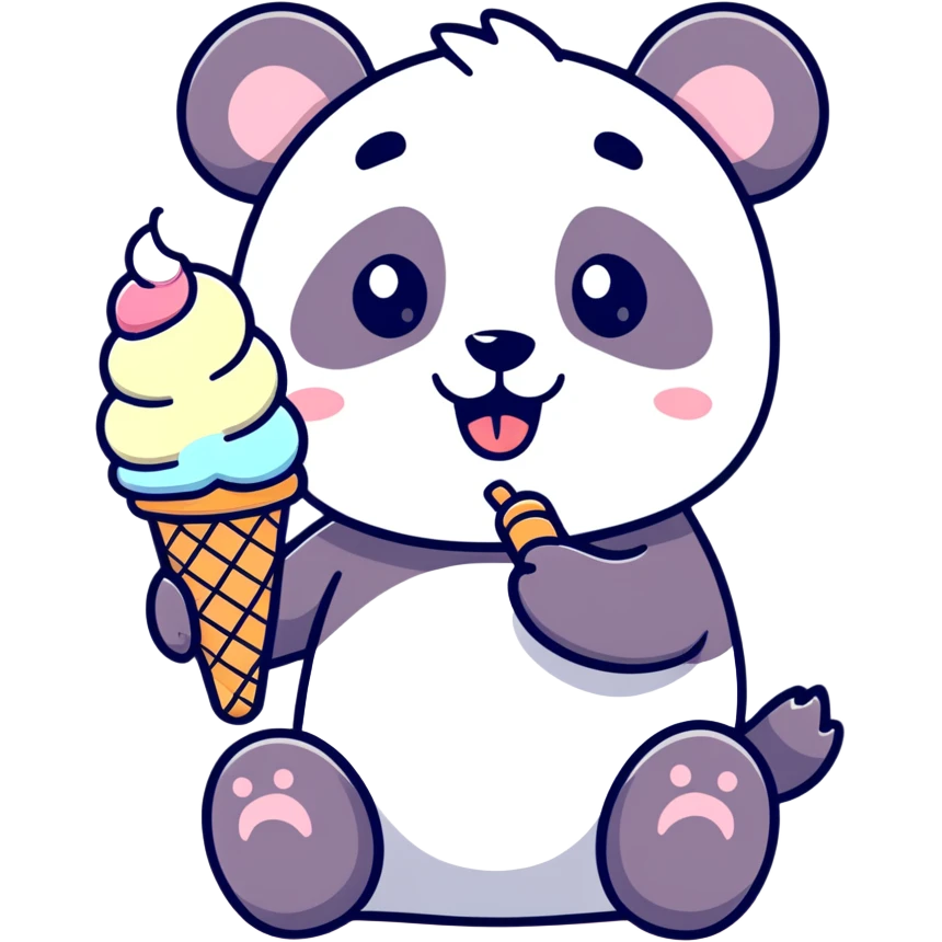 Panda eating ice cream emoji