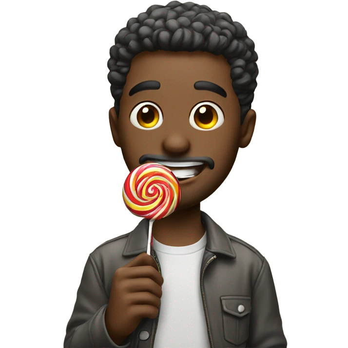 Guy really enjoying a lollipop emoji
