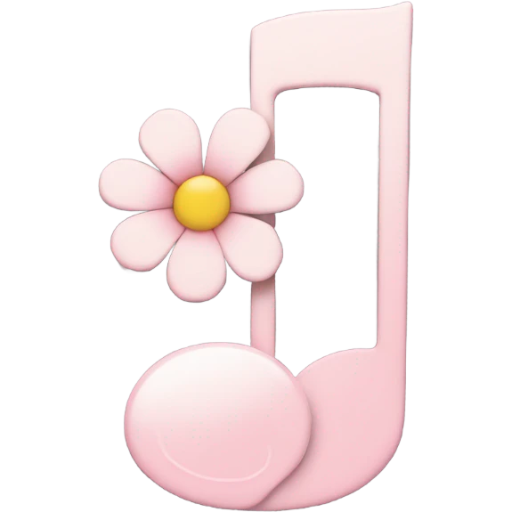 Pale pink music note with pale pink flower  emoji