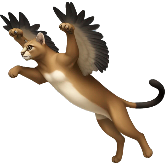 winged black puma flying emoji