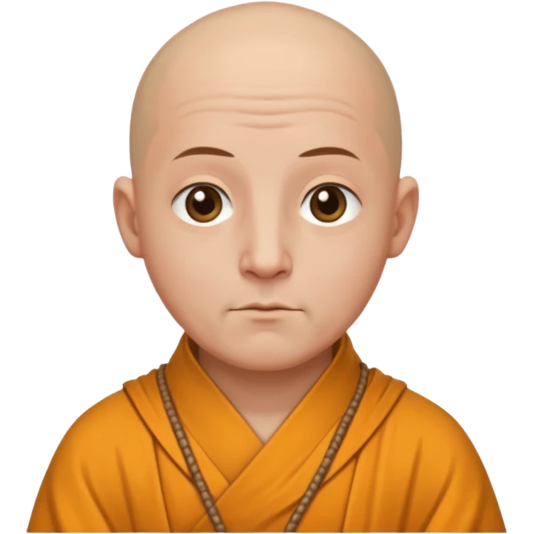 A bald monk in modern American city, wearing traditional robes, calm expression emoji