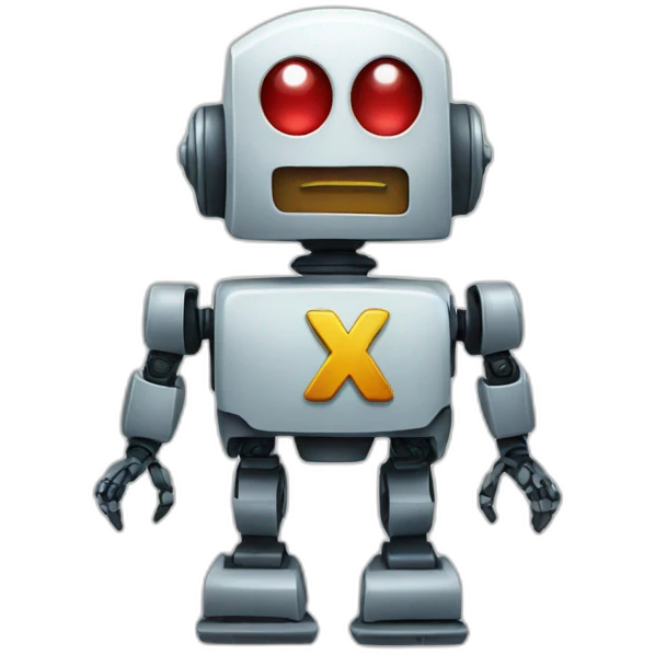 X logo with a robot emoji