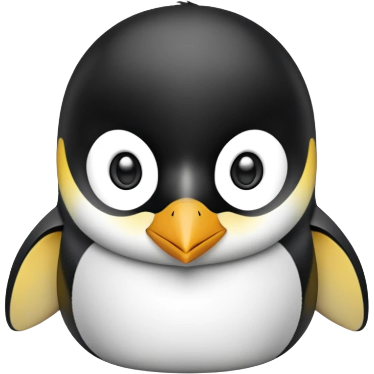 cinematic-cute-emperor-penguin-portrait-emoji,-head-tilted-playfully-and-inquisitively,-with-glossy,-pristine-plumage,-sparkling-eyes-filled-with-curiosity,-simplified-yet-irresistibly-adorable-features, black, large black eyes face emoji