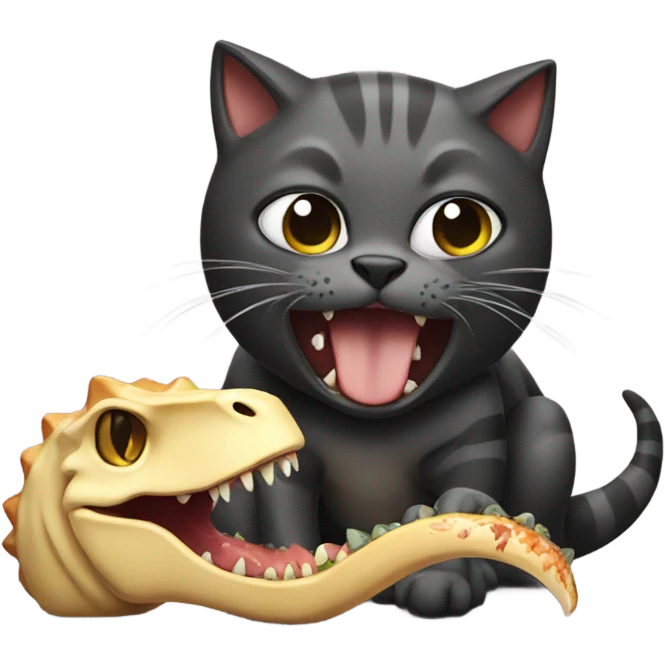 Cat eating a dinosaur emoji
