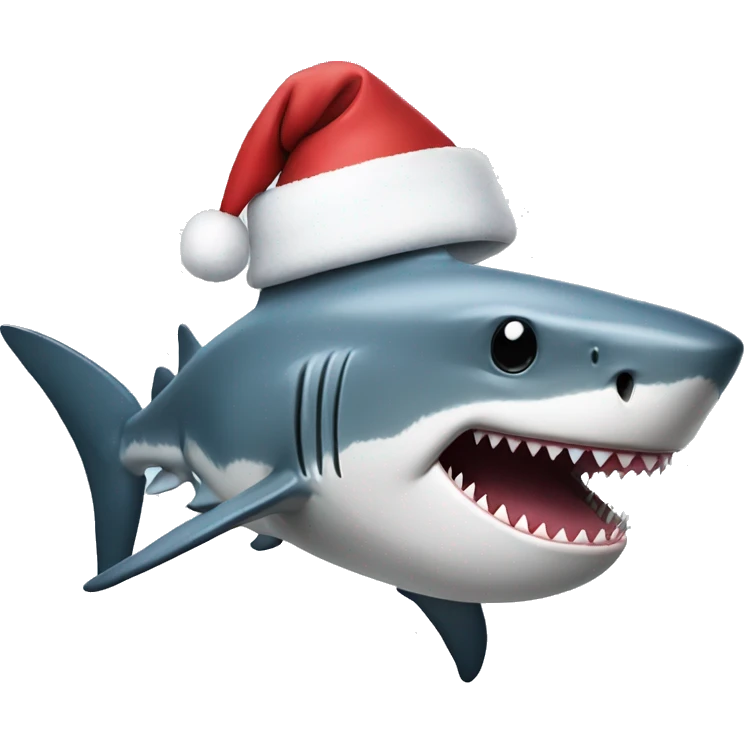 Shark with a Santa hat emoji