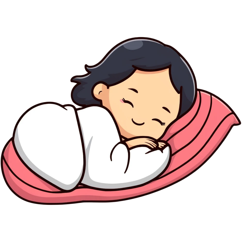 adorable girl sleeping with a small blanket emoji