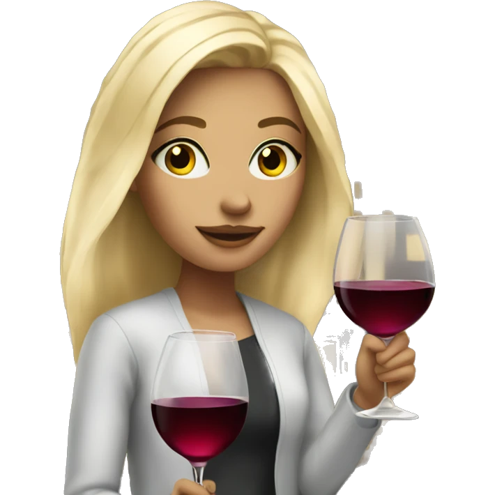 blonde girl in cityscape with glass of wine  emoji