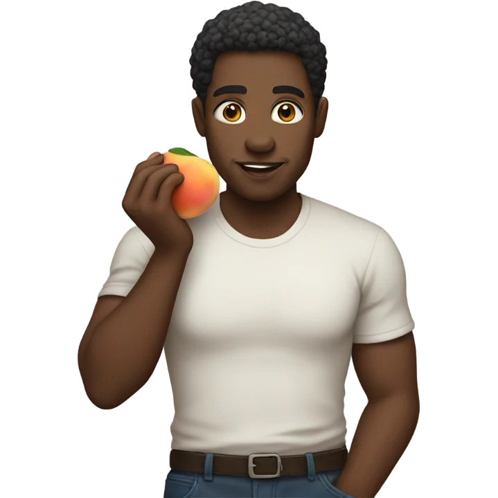 Black male eating a peach emoji