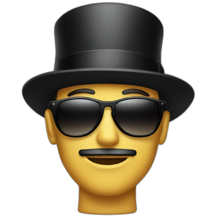 Man with a top hat and black sunglasses emoji