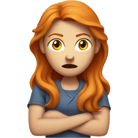 Angry ginger woman crossing her arms emoji