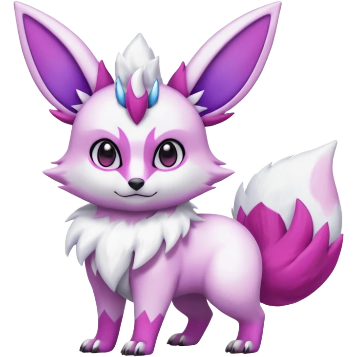 Hyper-realistic pastel wildlife Beautiful Real life wild feral Frosty Albino Shiny White with Violet and pink markings Eevee-Liepard-Zangoose-Pokémon-Digimon-Fakémon-fusion-hybrid-creature emoji