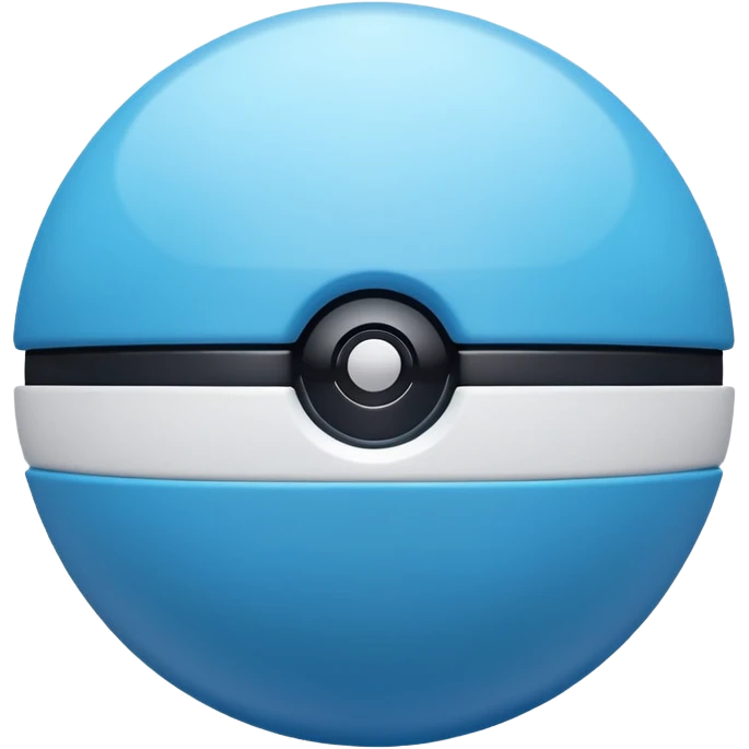 vibrant blue pokeball emoji with a black stripe and highlights, top half vibrant blue, bottom half white emoji
