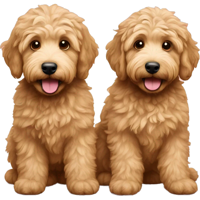 two golden labradoodles playing emoji