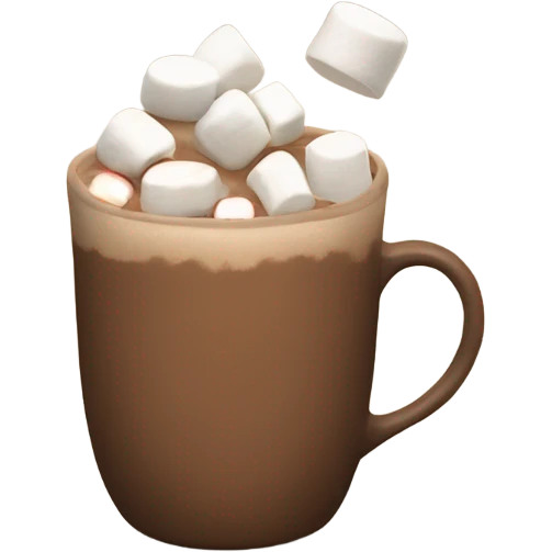 Light brown mug of hot chocolate with marshmallows  emoji