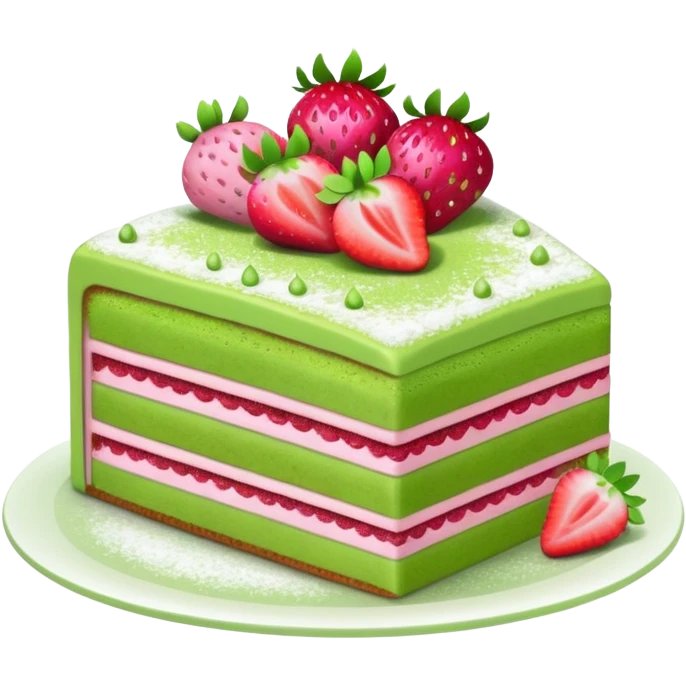 Strawberry matcha cake slice emoji