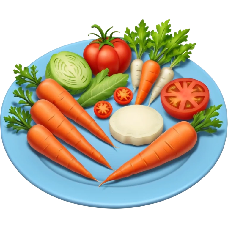 a plate of food with meat and vegetable and carot and tomato emoji