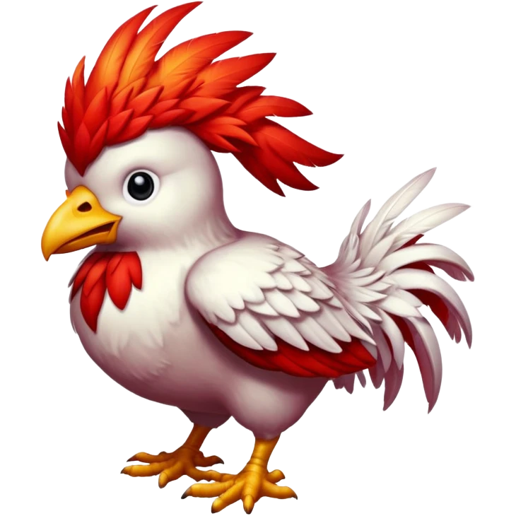 Red chocobo from Final Fantasy, fiery crimson bird emoji