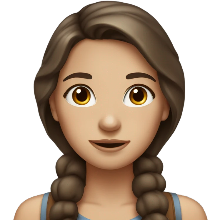 Light brunette girl with freckles with medium dark brown hair with highlights and a winged mole above her mouth emoji