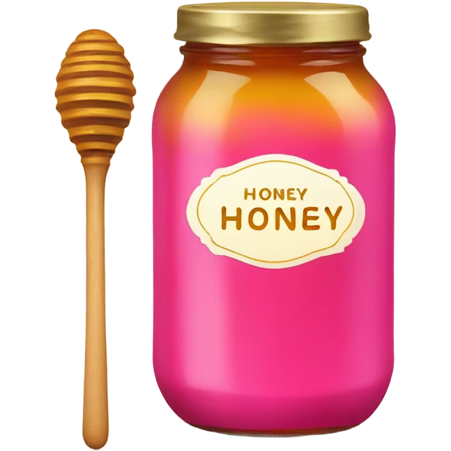 Hot pink jar of honey with wand and label emoji