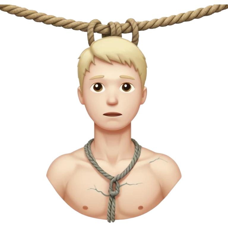 A man's neck hanging in a rope and suicide  emoji