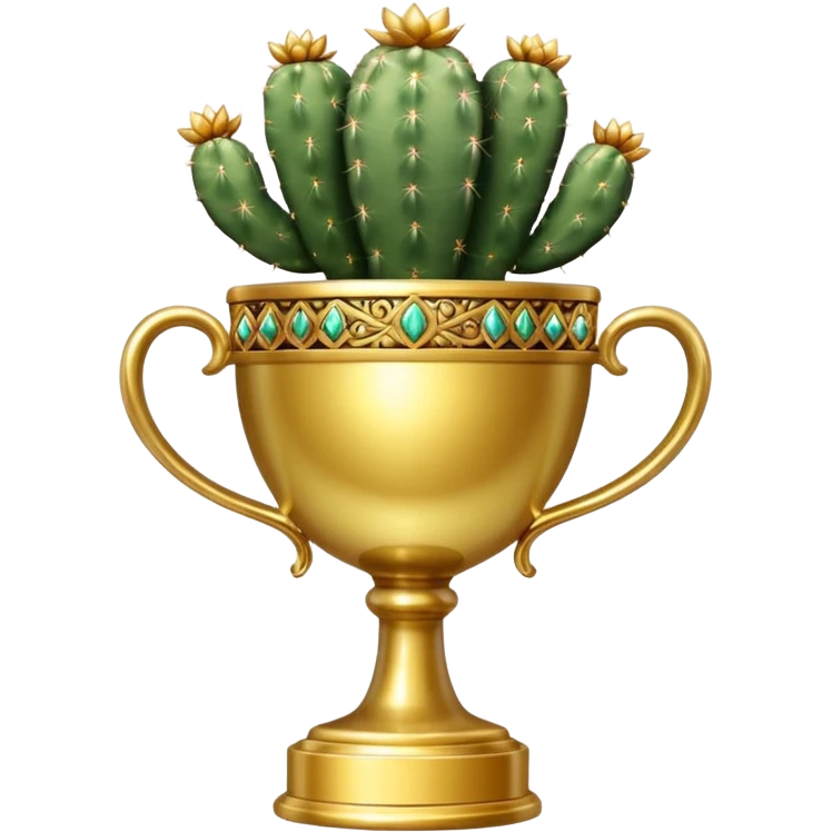 gold cactus cup trophy no face emoji