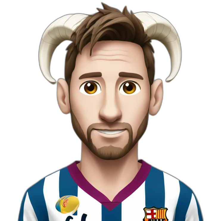 side image of goat with lionel messi head emoji