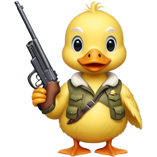 cute duck holding a gun emoji