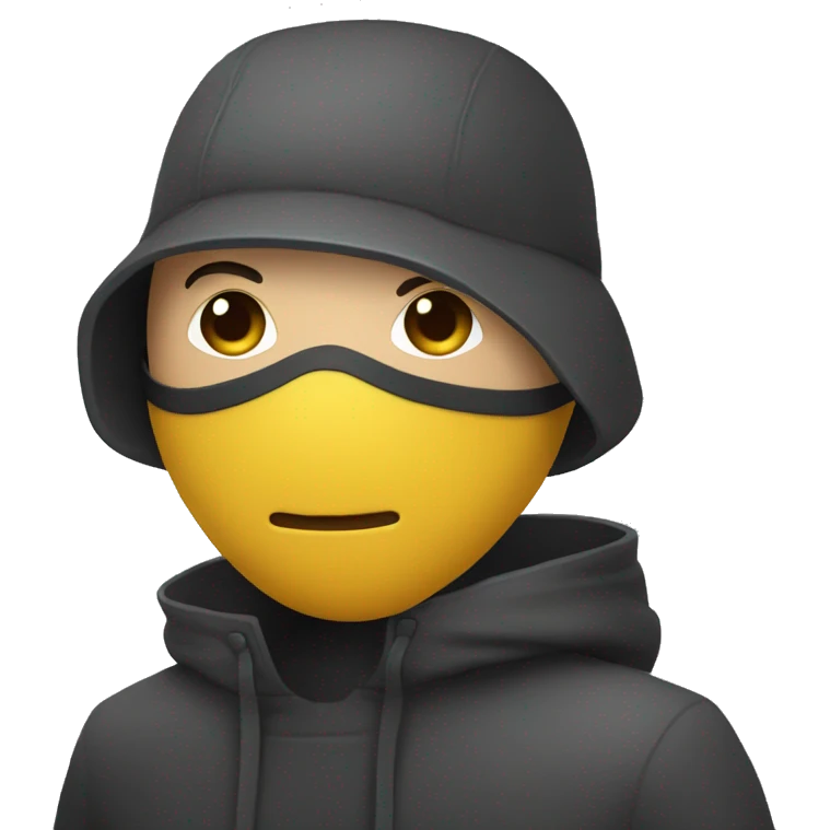 Homme avec un masque qui lèvent la main et baisse la tête  emoji