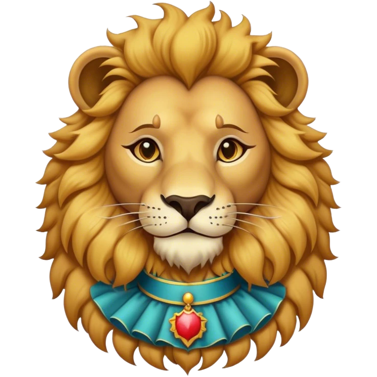 Vintage circus lion wearing ruffled collar emoji