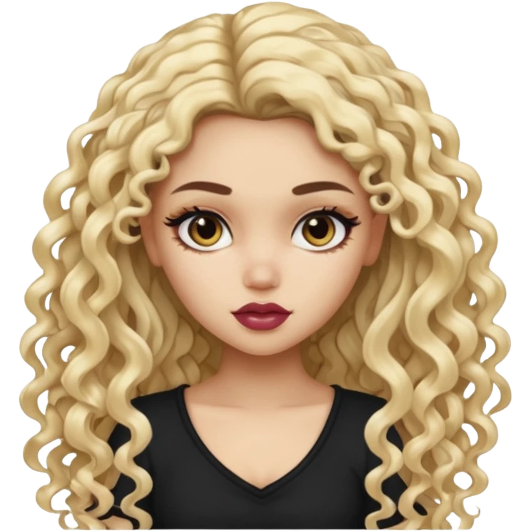 split dye leftside blonde rightside black long curly hair, pretty pale Latina bratz baddie emoji