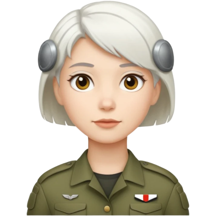 female soldier white hair style emoji