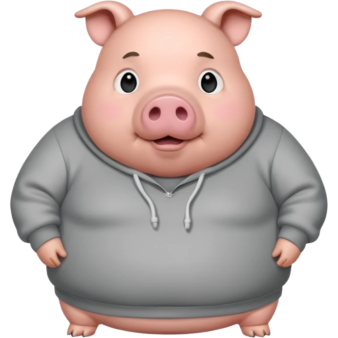 a fat pig with grey sweatshirt on\ emoji