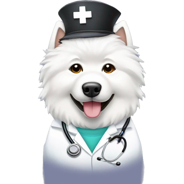 Samoyed wearing a doctor accesories emoji