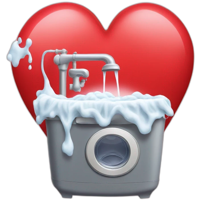 Washing mashin inside a red heart emoji
