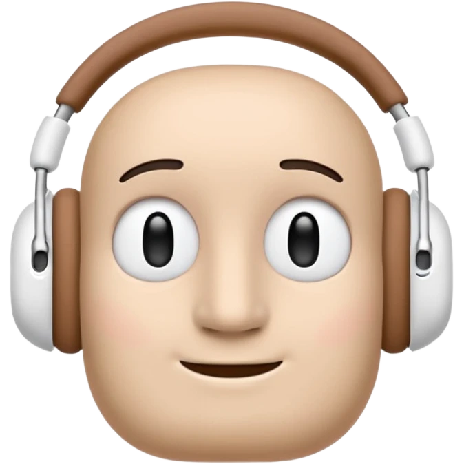 Create an Apple-style emoji that uses the 😶 neutral face, but wearing the same AirPods Max headphones as the 🎧 emoji. emoji