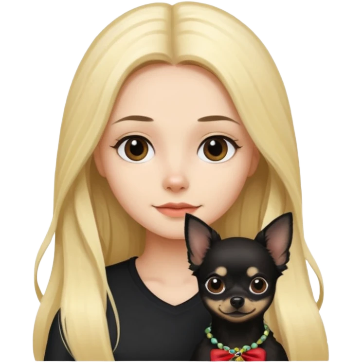 Chico pelo largo rubio chica pelo largo negro y chihuahua negro  emoji