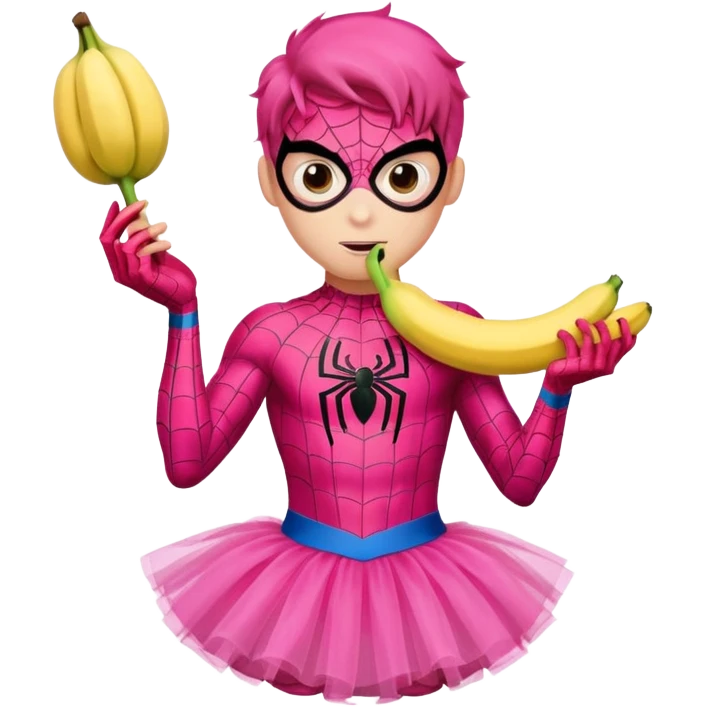 spider-man with a pink tutu and banana emoji