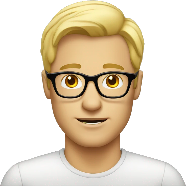 Blonde man wearing glasses. Esting coffe emoji