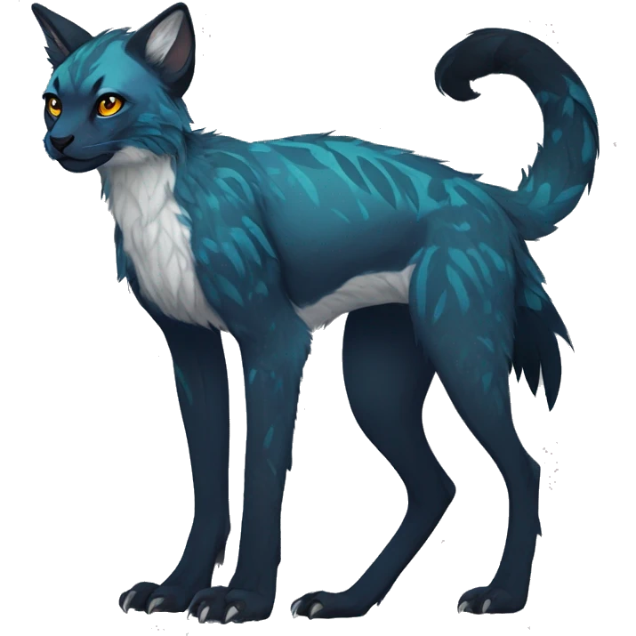 Modern Feral Rare Fantasy Vernid-Trico-species by LiLaiRa, markings, full body emoji