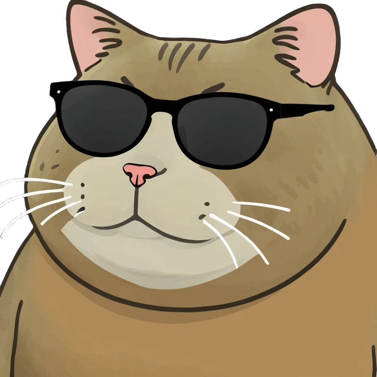 Fat cat with black glasses emoji