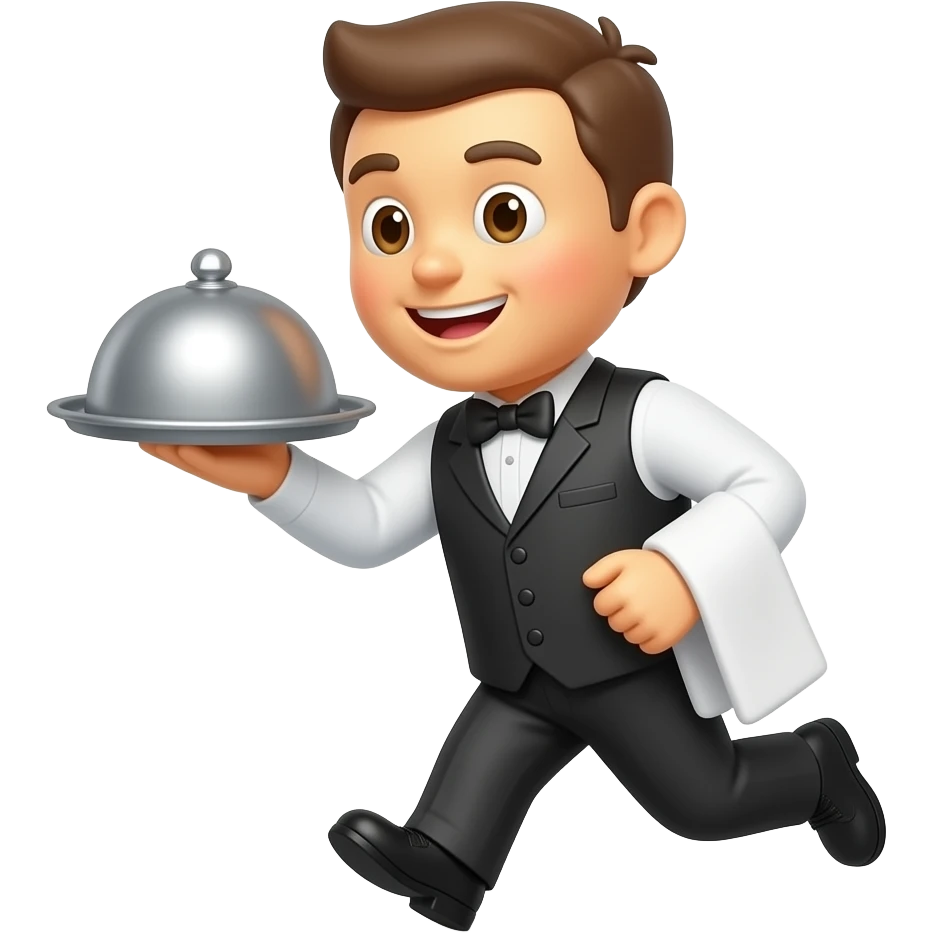 creaet a waiter for a restorent food ordering app men  can make it like moving like a emoji emoji