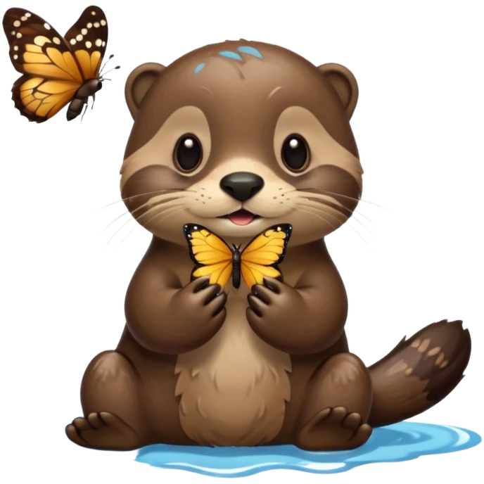 otter eating a butterfly emoji