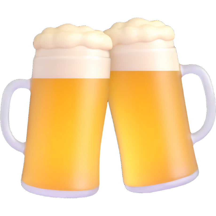 two beer mugs clinking together in a toast emoji
