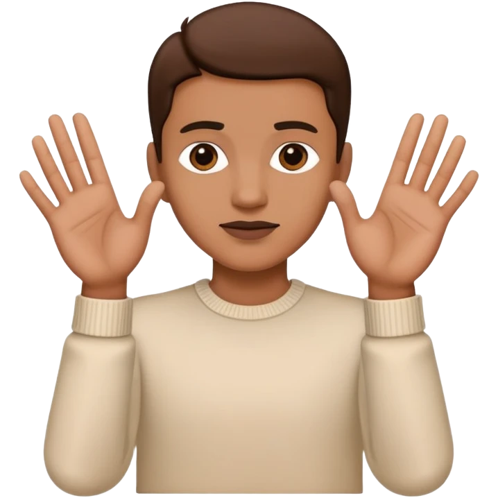 Celebrity with both hands placed down gripping an edge, isolated figure with no background elements emoji