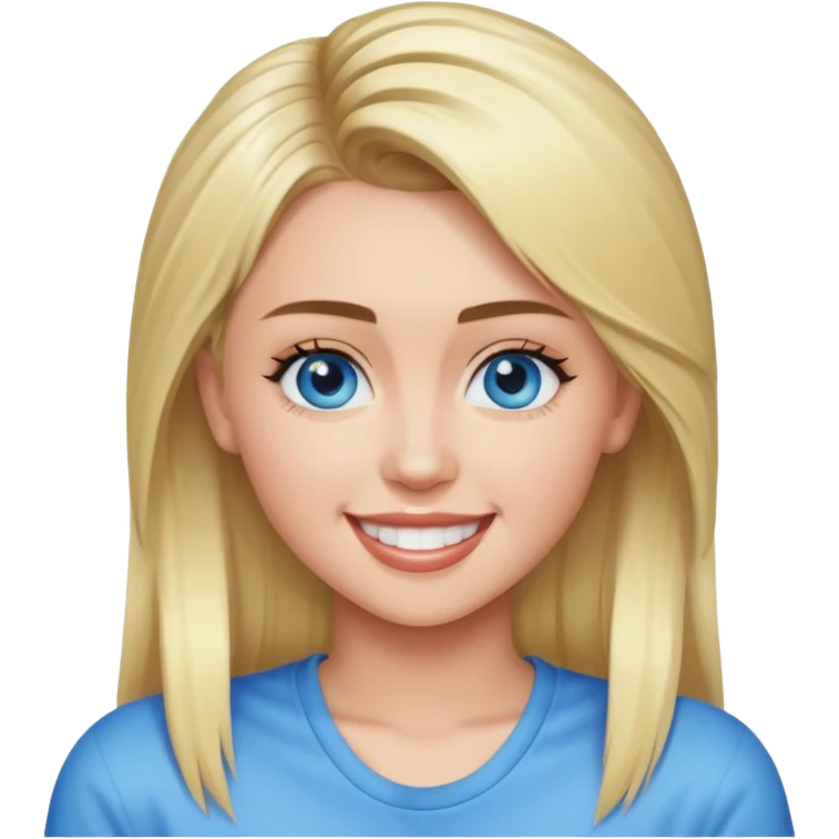 Miley Cyrus with blue eyes, long blonde hair emoji