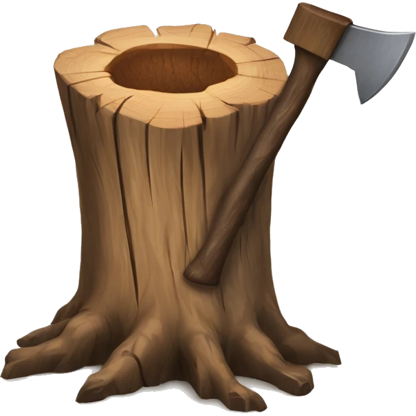 Tree stump with an axe cleaved in  it  emoji