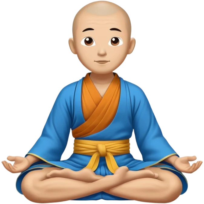 Tibetan monk floating in lotus pose in a blue kimono emoji
